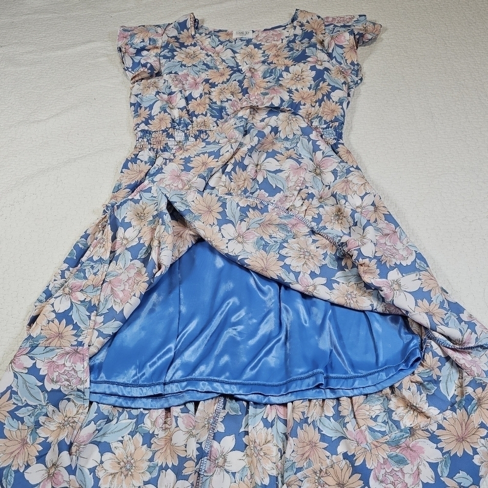 Sienna Sky Floral Tiered Maxi Dress with Flutter Sleeves - Picture 5 of 9